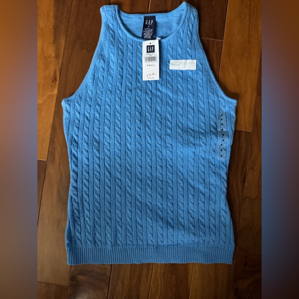 GAP Women’s Blue Cable Knit Sleeveless Sweater Small